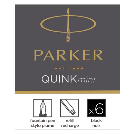 Set 6 Cartuse Mini Size Proprietar Parker Quink Black