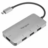 Hub USB Targus, USB-C la 4xUSB-A 3.0, porturi compatibile cu Windows®, MacOS® si Chromebook, argintiu